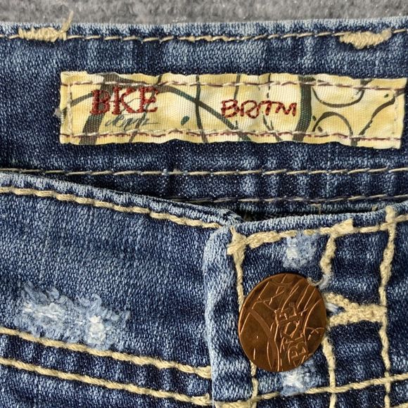 BKE Denim Jeans Women 27 Boot Cut Style BRITM Distressed White Stitching - Picture 5 of 13
